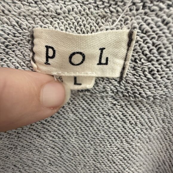 POL French Terry Shacket Women Large Gray Oversized Button‎ Front Jacket - Picture 5 of 8
